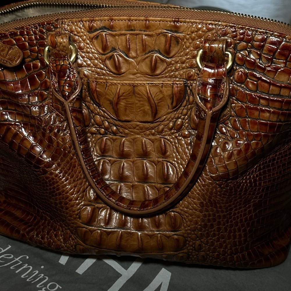 Brahmin Duxbury Toasted Almond Brown Melbourne Embossed Leather Purse